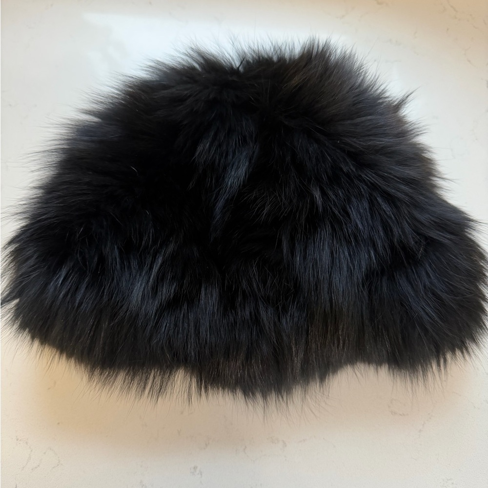 Luxurious Black Fox Fur Hat (Double Sided 100% Fox Fur)